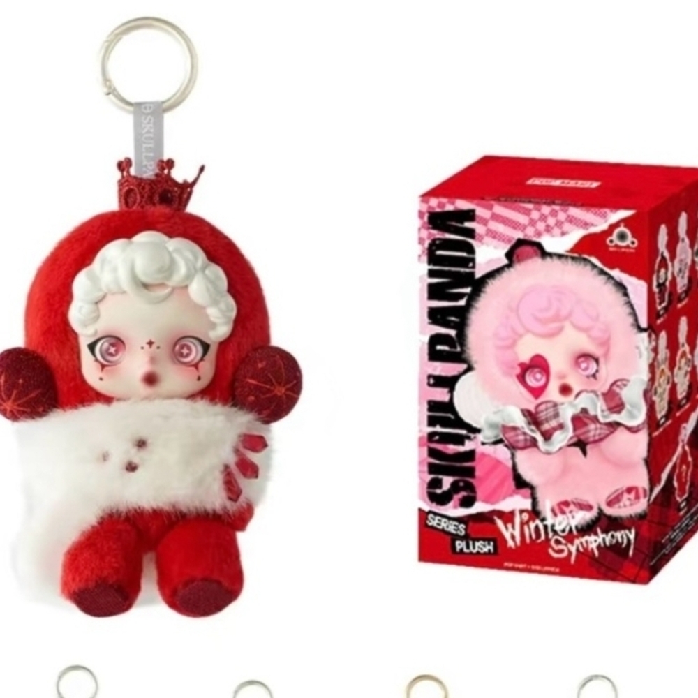 NIB POPMART kull Panda Series Plush Red and White Plush Keychain Decor
